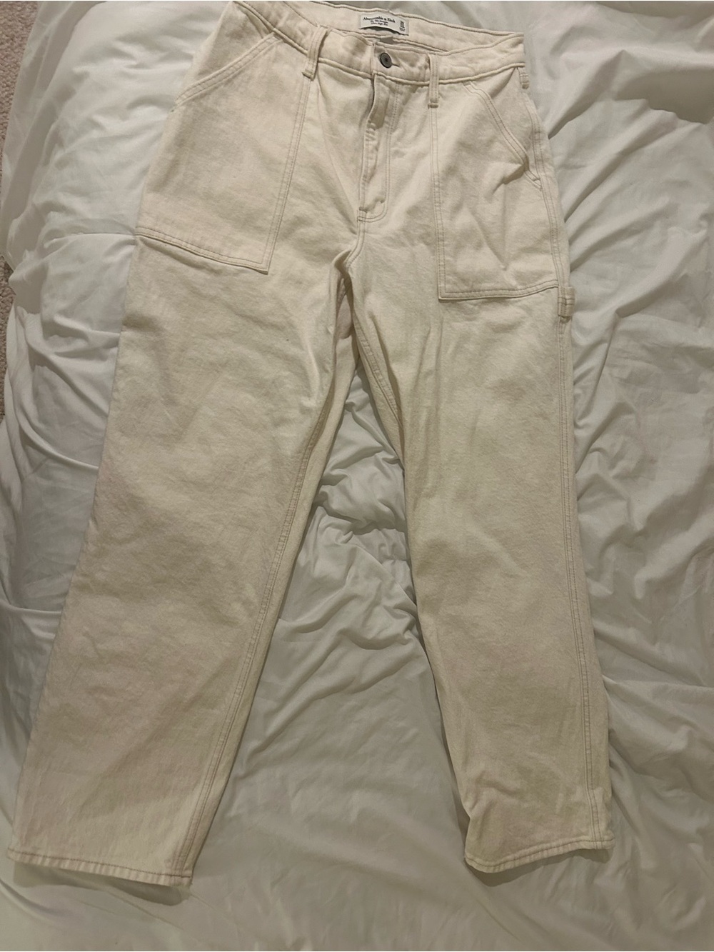 Abercrombie Curve Love Cream Workwear Pants